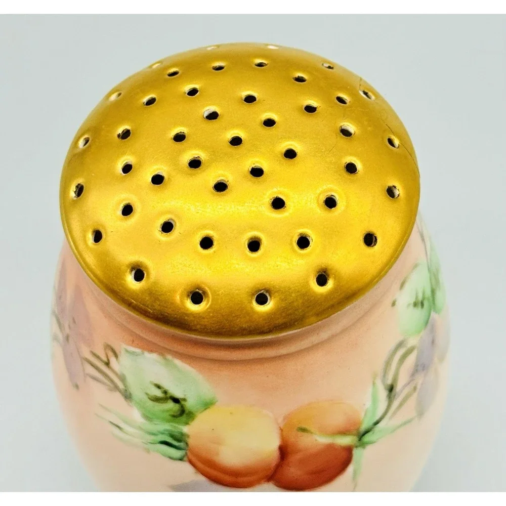 Vintage‎ Hand Painted Floral Satin Glass Sugar Shaker Muffineer Austria 4.5 inch